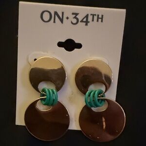 On 34th Gold and Green Earrings